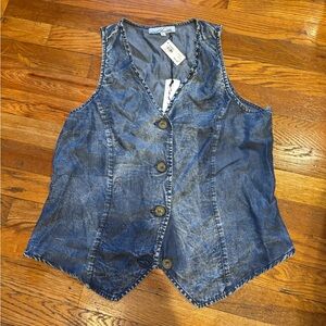 Red Haute Blue Denim Button-Down Vest